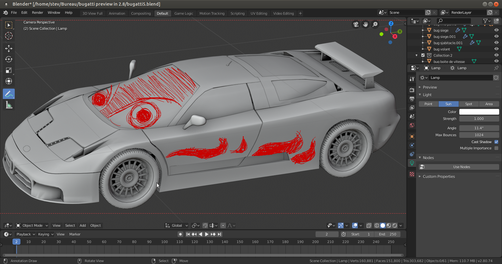 Blender 2.8 - Annotate tool - voiture en 3d ( avec des yeux ) - CG Groovy