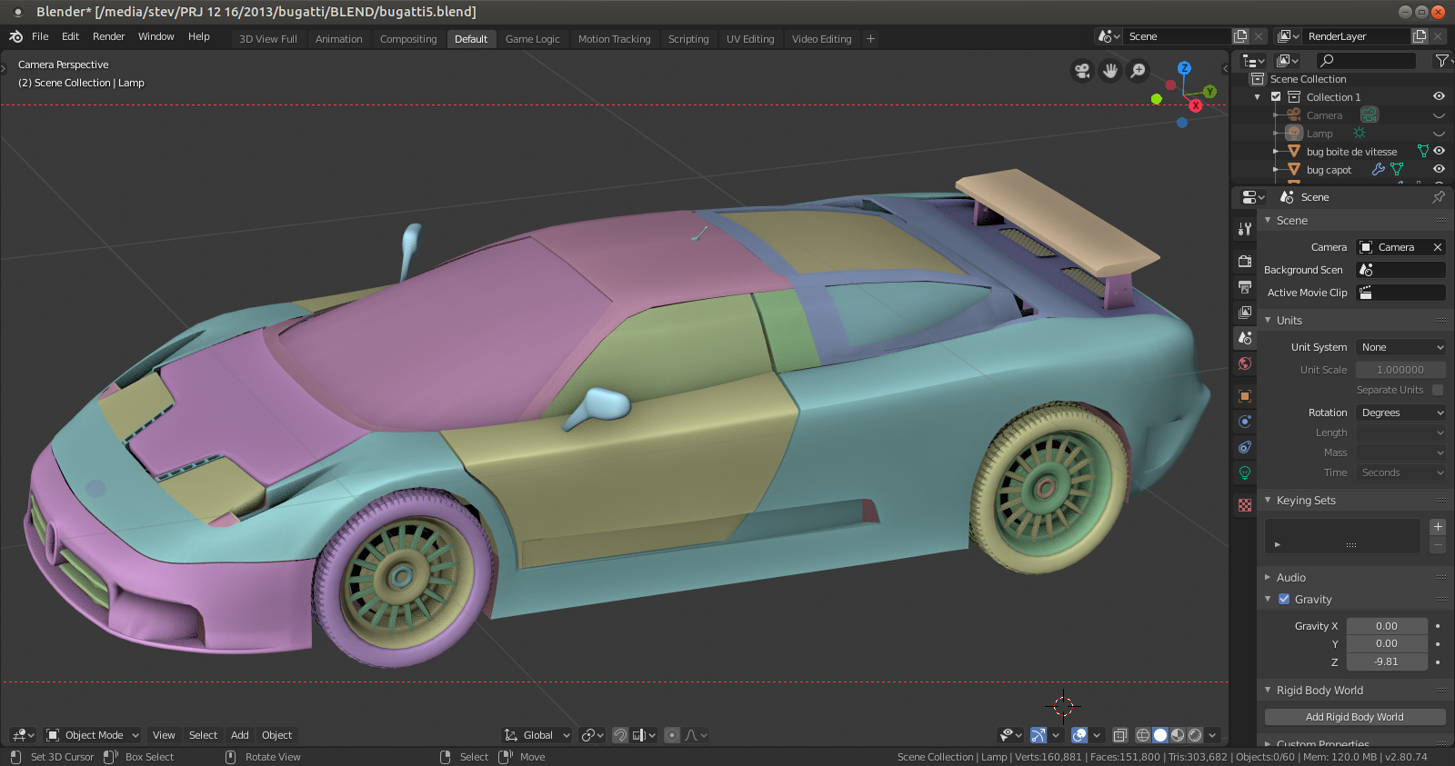 Blender 2.8 - Interface - logiciel 3d - voiture de sport