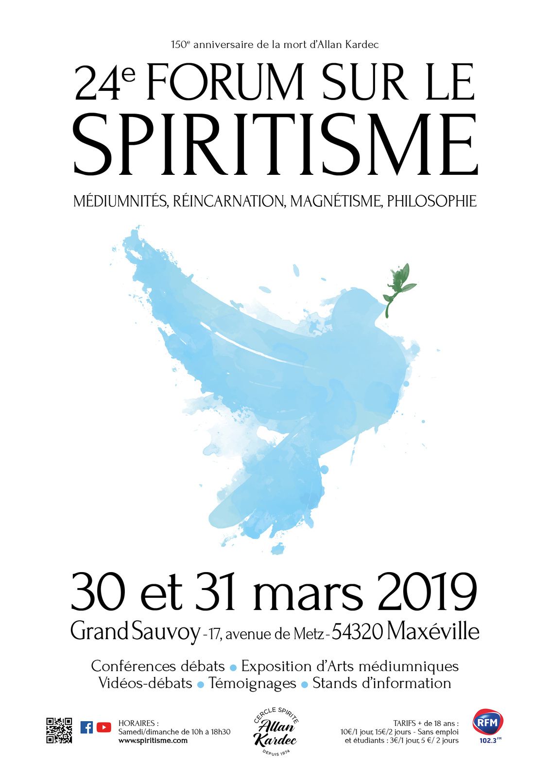 Nancy Forum sur le thème du spiritisme les 30 et 31 mars 2019