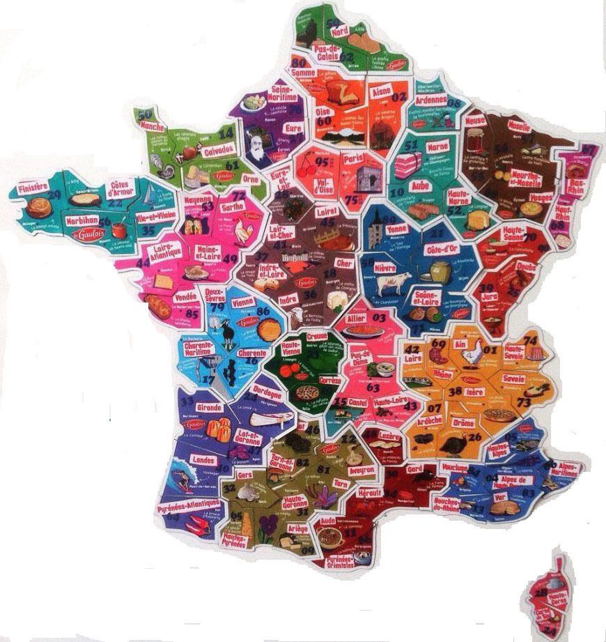 Magnet LE GAULOIS : Carte de France , départements bord blanc -  Magnet-de-collection