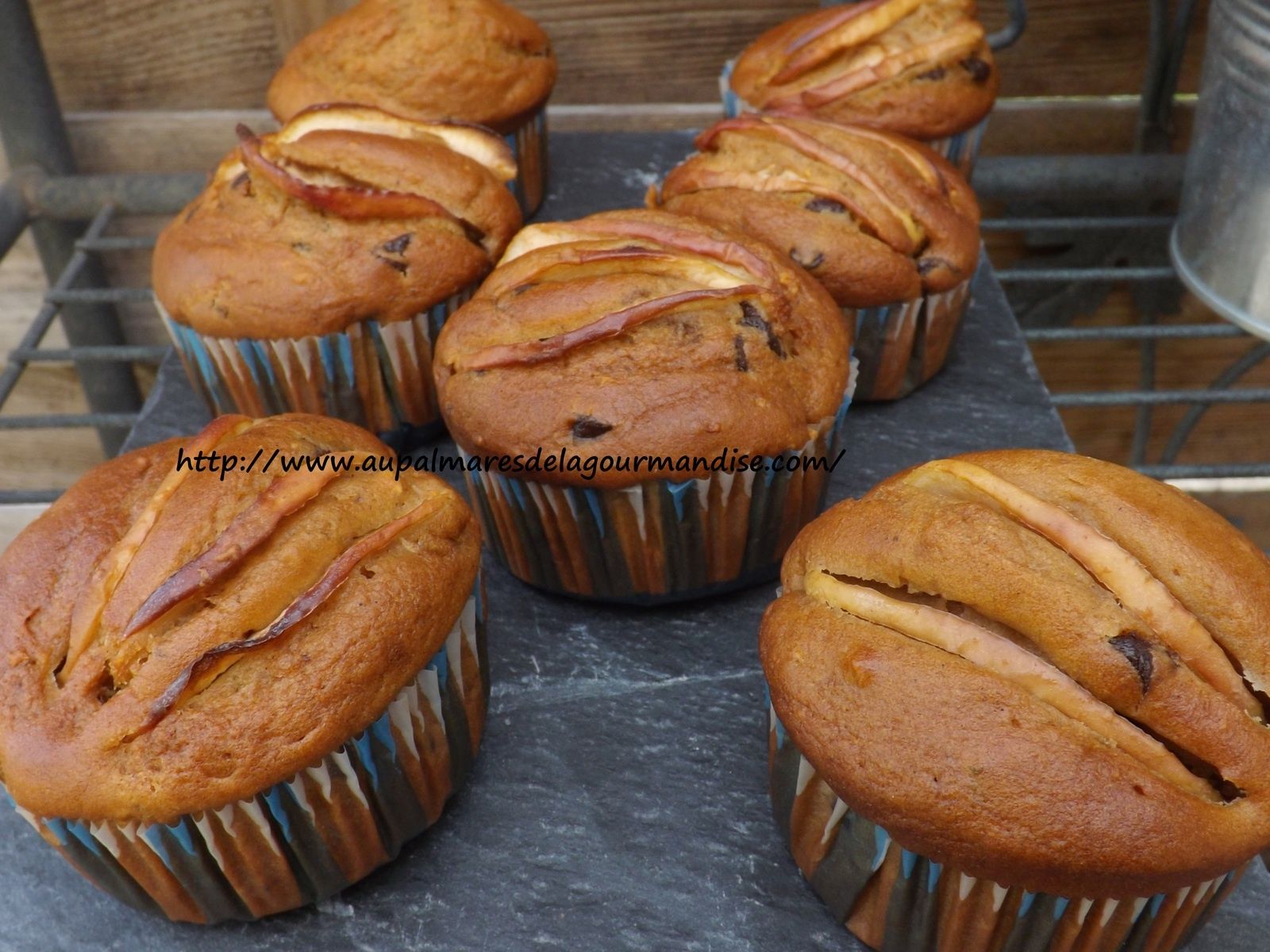 Delicieux muffins aux pommes,pépites de chocolat. IG BAS . Healthy. Végétarien ou pas...