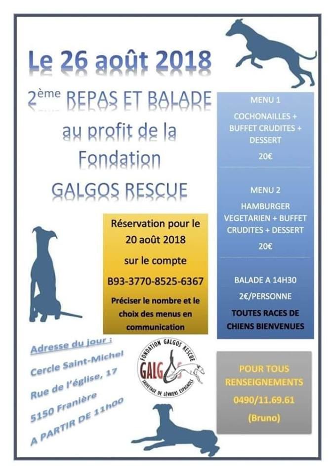 26 AOÛT - BALADE et repas au profit de l'association Galgos Rescue