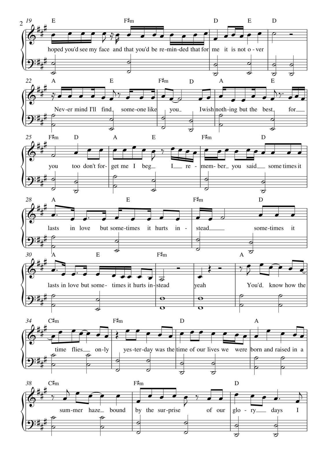 Partitura Para Piano "Someone Like You" | Adele - Las Notas De Nana