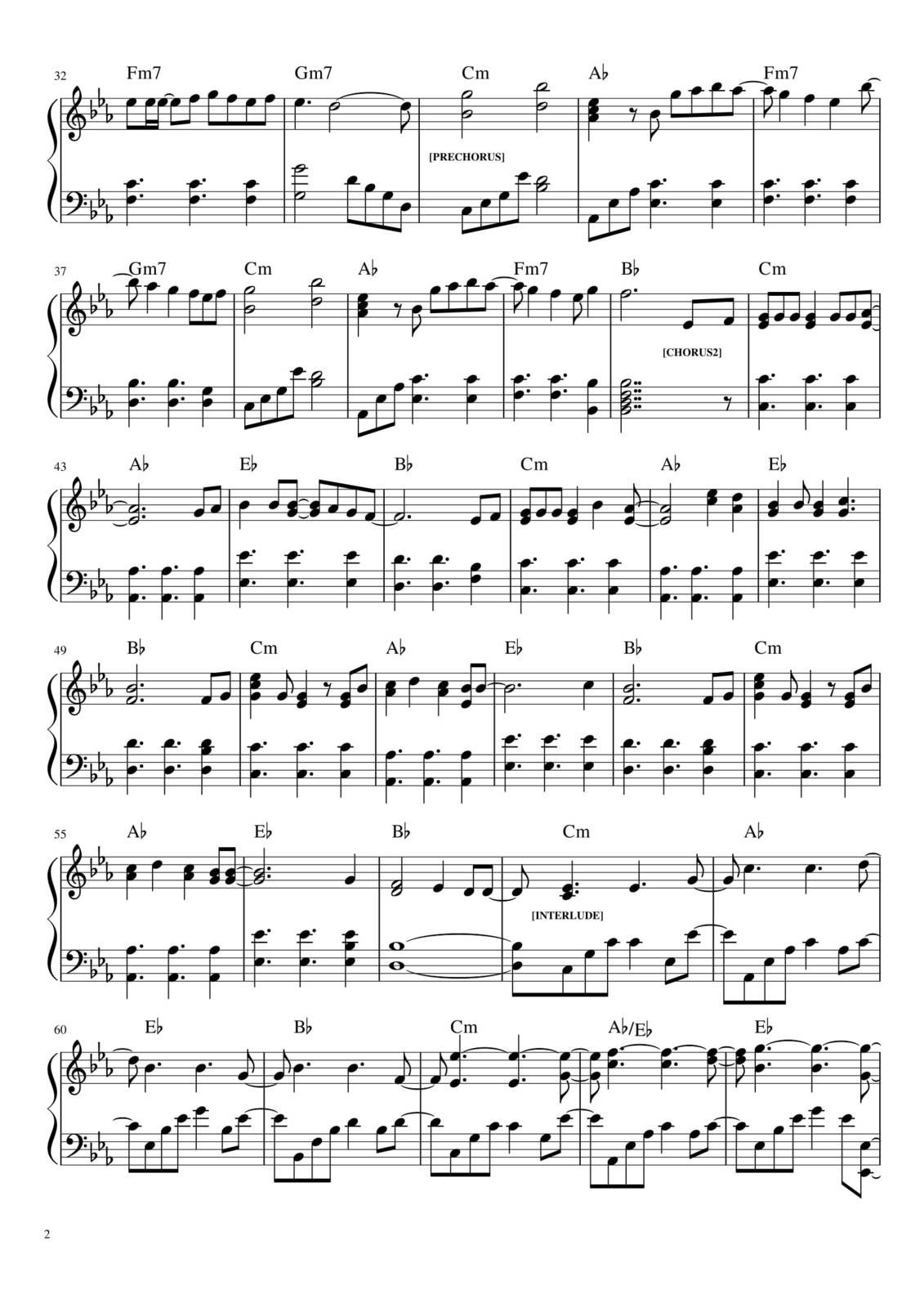 Partitura Para Piano &quot;Stay With Me&quot; | Chanyeol - EXO