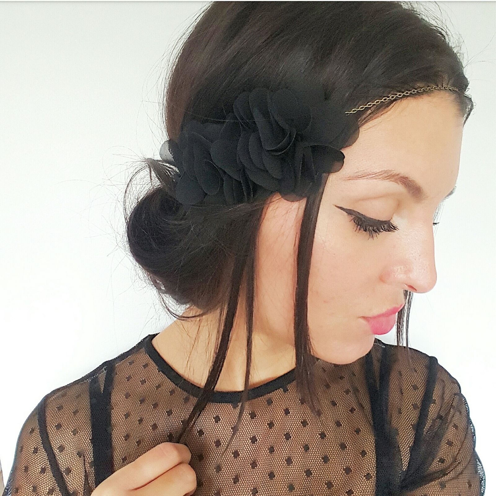 Nouveau Headband Bijou De Tete Fleurs Noires Mariage Boheme Chic Menina For Mathis