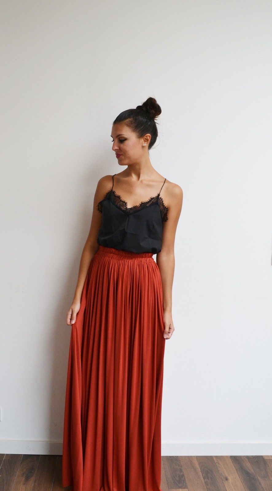 Jupe longue taille haute plissée hotsell
