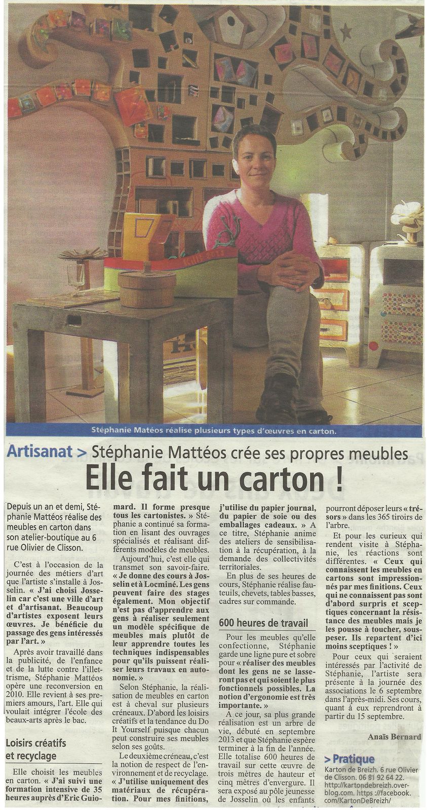 Article paru dans Le Ploërmelais, le 28/08/2014.