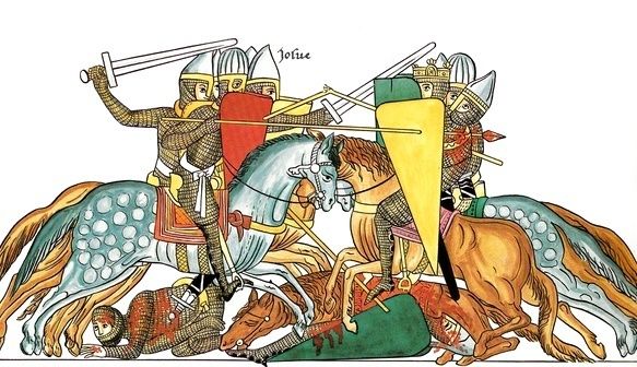 Les armes des chevaliers dans l’ Hortus Deliciarum