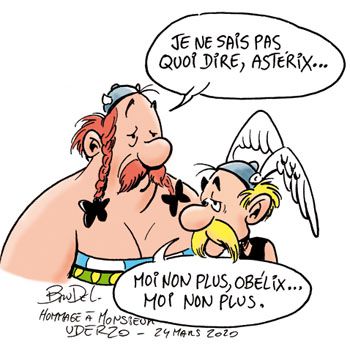 Uderzo, Asterix, Obelix, hommage, dessin, Brudel,