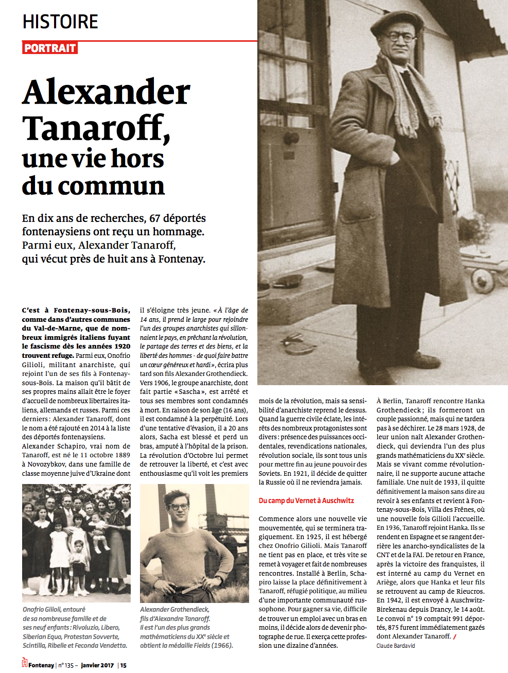 Alexandre Tanaroff anarchiste réfugié à Fontenay-sous-Bois.