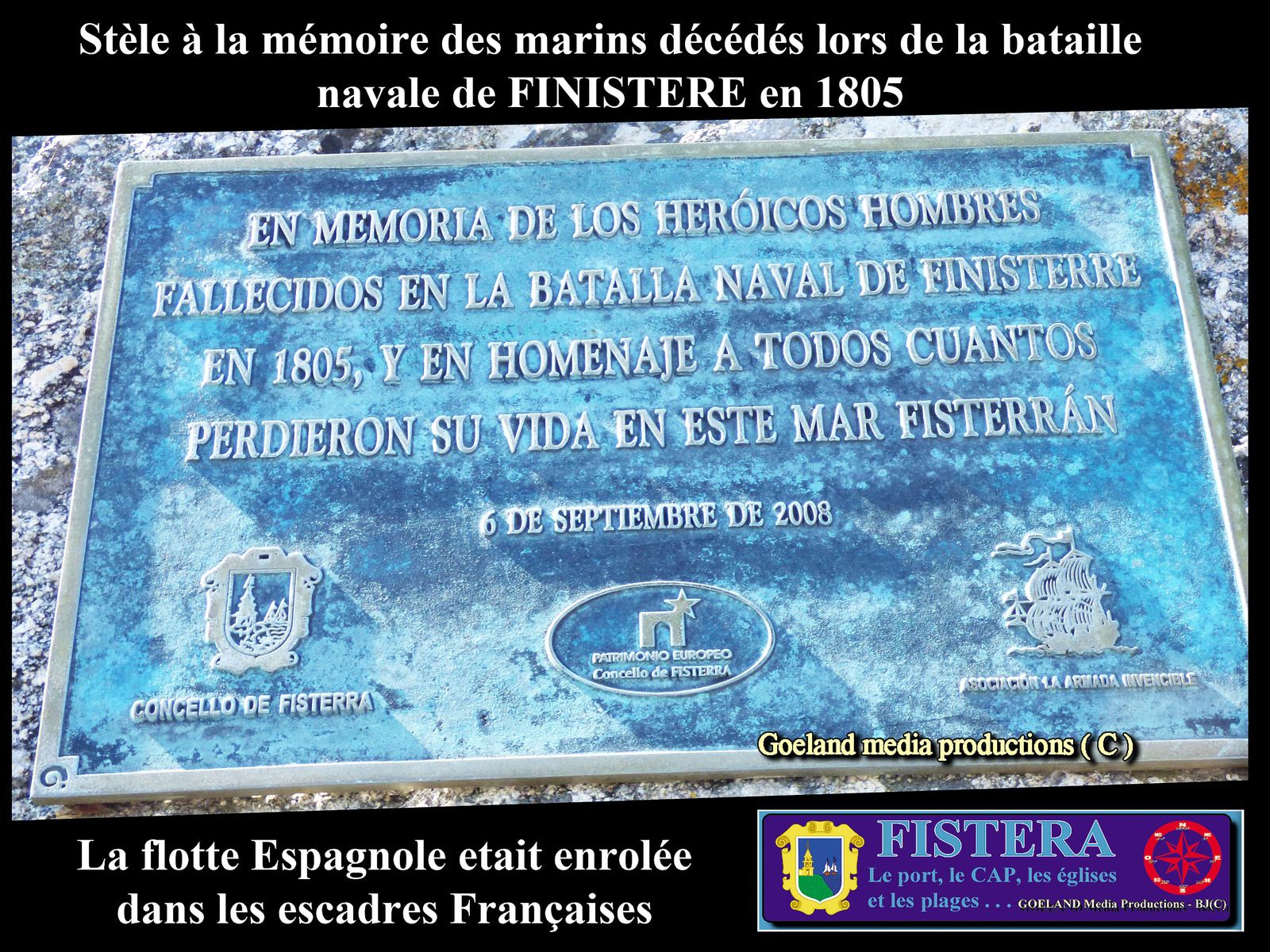 Plaque commémorant la bataille de 1805 - Cap Finistére - CABO FISTERA ( Galicia-Espana )