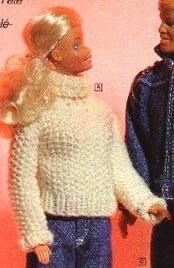 Pull au tricot pour barbie