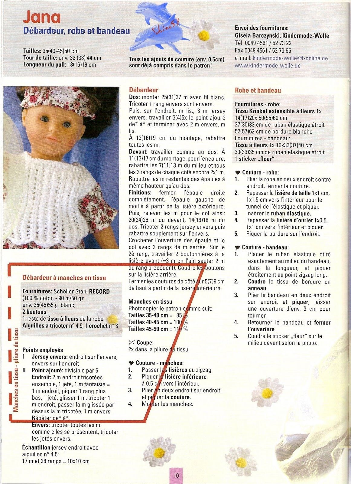 robe tricot et tissu pour poupée