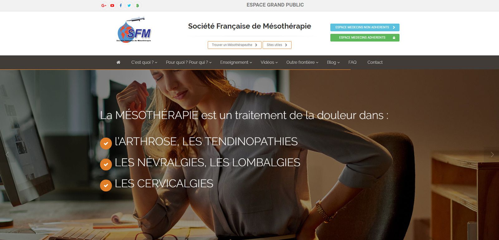 SFM - Societe Française de Mesotherapie - Technique médicale mise au point en 1952 par le médecin français Michel Pistor définie par la SFM ou Société française de mésothérapie comme des injections locales et très superficielles