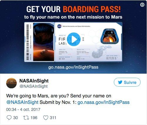 Qui veut envoyer son nom sur Mars ?