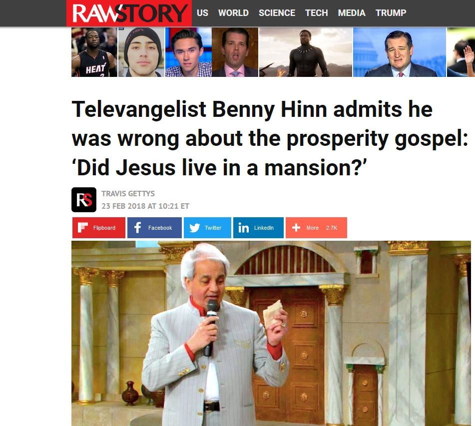 Evangélisation: Benny Hinn prend ses distances avec les excès de l'évangile de la prospérité