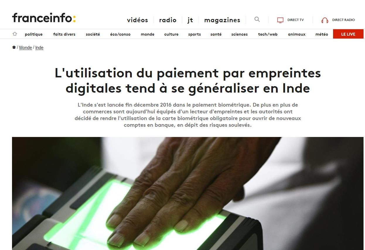 Empreintes digitales et scanner oculaire, sont à présent nécessaires pour acheter de la nourriture en Inde !