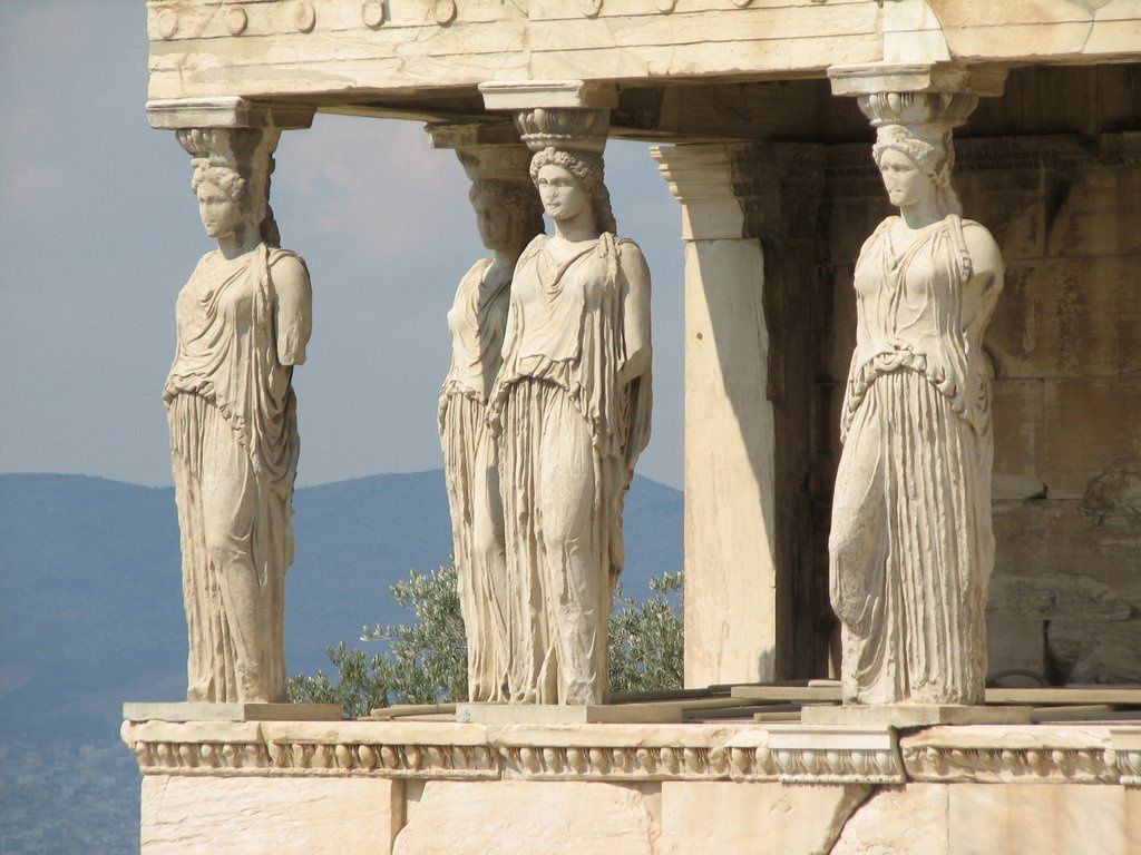Cariatides du temple de l'Erechtheion, colline de l'Acropole, Athènes