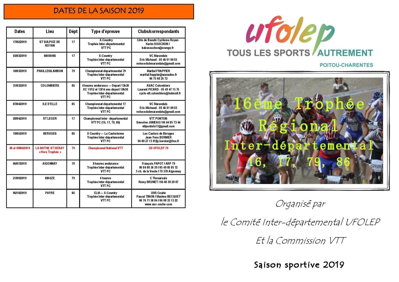 Calendrier Vtt Trophee Ufolep Regional Inter Departemental 16 17 79 86 Ecole Vtt Cyclo Cross Loisirs Et Competitions A Colombiers 86 calendrier ufolep 2021 poitou charente