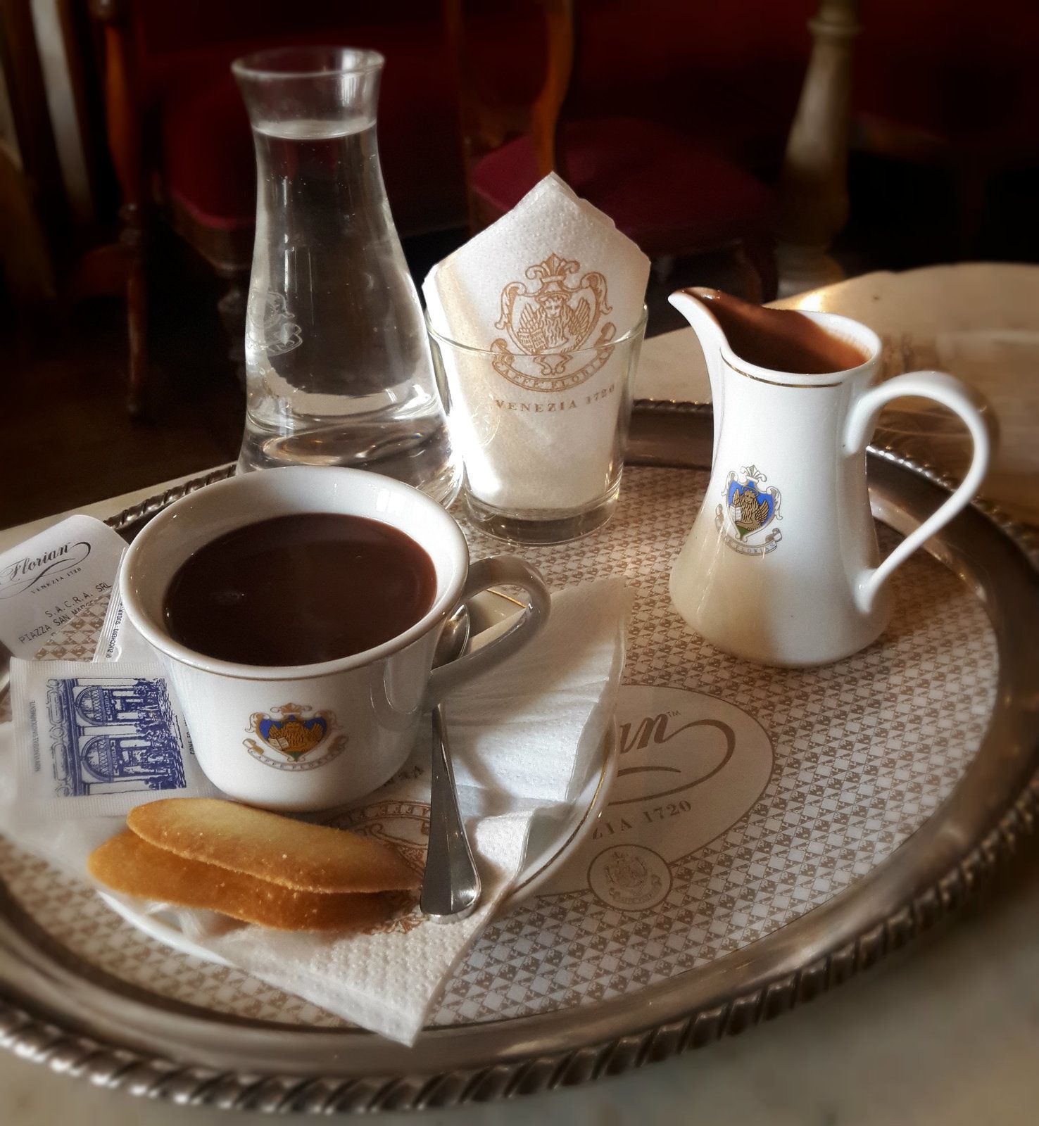 Venise, voyage, Place Saint Marc, Caffè Florian, chocolat chaud