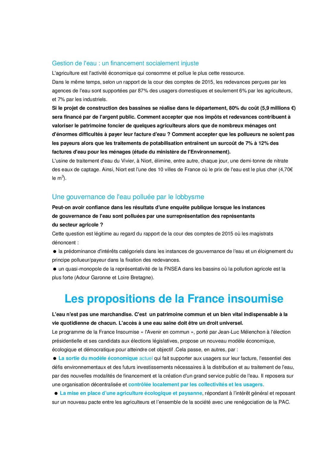 Bassines en Deux-Sèvres : Stopper les projets et changer de modèle agricole
