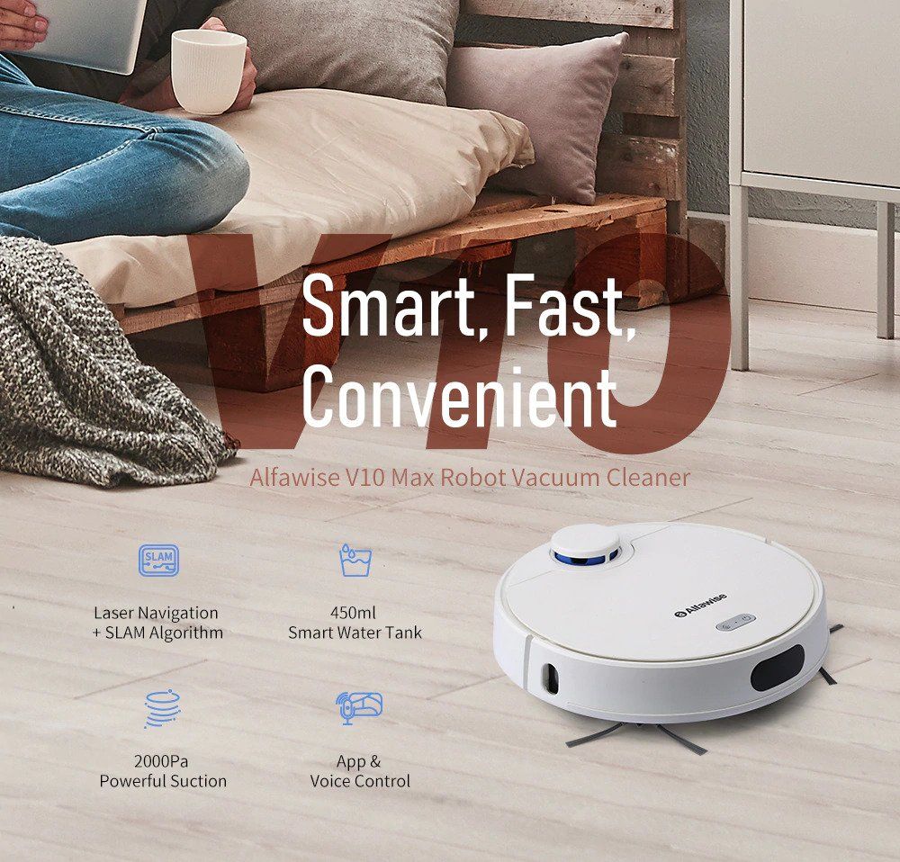 AlfaWise V10 MAX : Aspirateur Robot avec mopping (lavage par AlfaWise V10 MAX : Aspirateur Robot avec mopping (lavage par