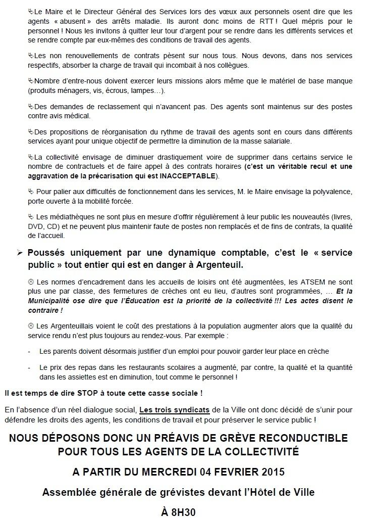 Mairie d'Argenteuil : Unis pour la défense des conditions de travail et du Service Public