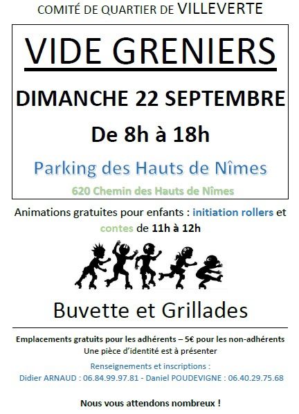 Comité de Quartier Villeverte, Nîmes, Vide greniers, 22 septembre 2019,