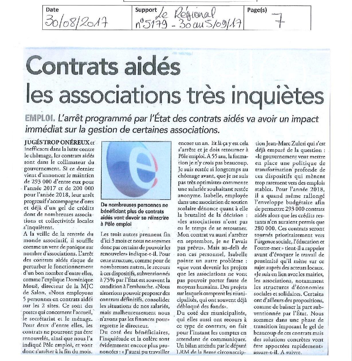 Fin des contrats aidés en France? Centre Communal d'Action Sociale de