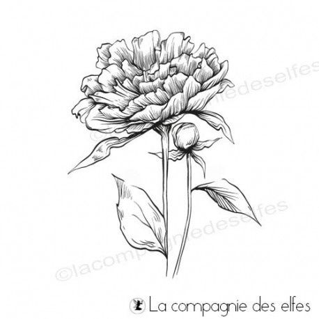 Tampon Pivoine sur tige_La Compagnie des Elfes