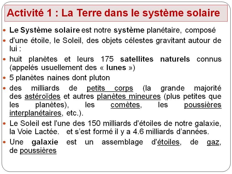 Evaluation Svt 5eme Systeme Solaire la terre dans le système solaire svt 5eme evaluation