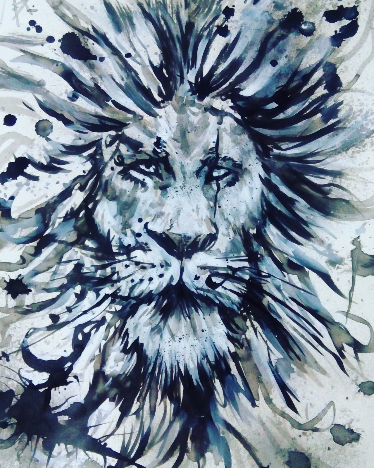 lion dessin a l'encre a3