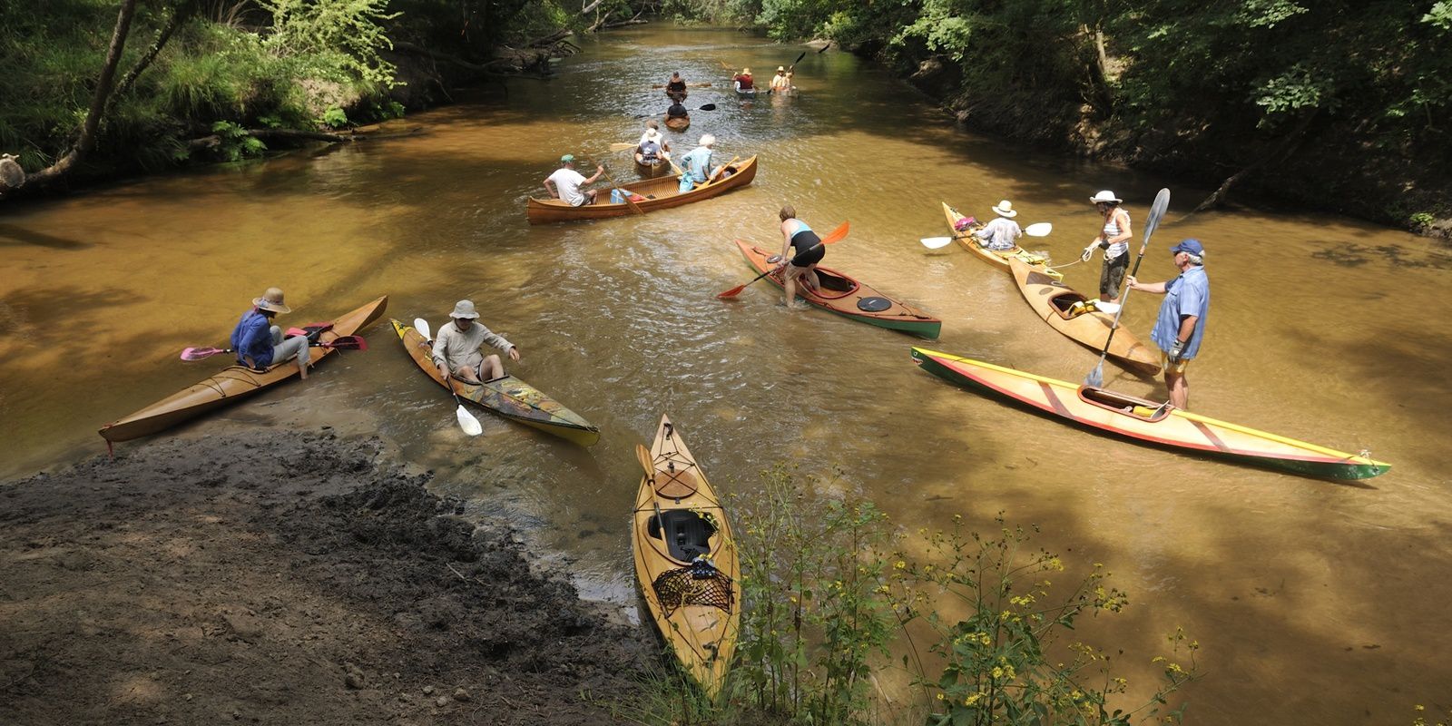 la Leyre, en kayak et canoë bois, du 22 au 29 juillet, de Mexico au Bassin d'Arcachon