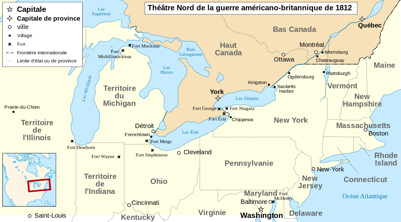Chronologie de la colonisation de l'Amérique du nord - 5e partie - 1812/1831- Guerre de 1812, 1ère guerre Séminole, guerre Creek – L’étau se resserre