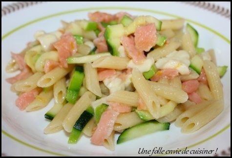 Pâtes au saumon fumé, courgettes et citron -