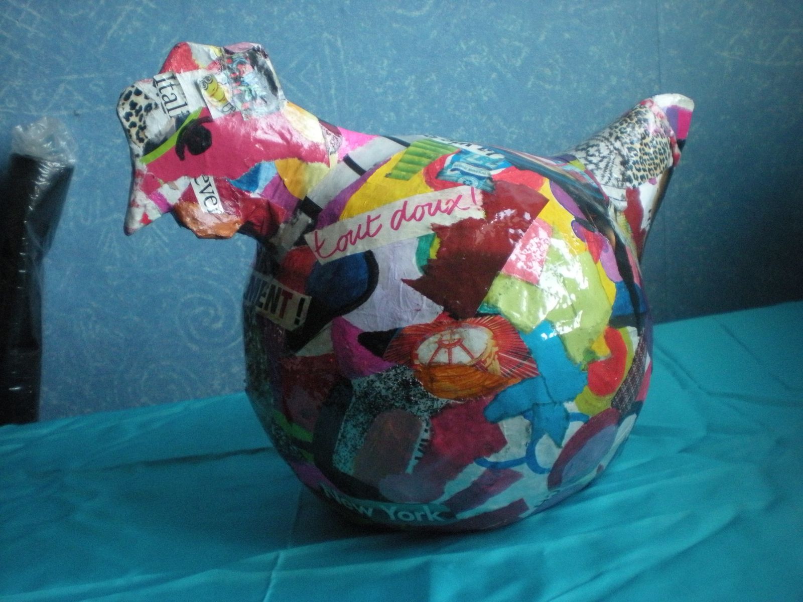 POULE PAPIER MACHE COLLAGE OBJET DECO MADE IN FRANCE PIECE UNIQUE - Le ...