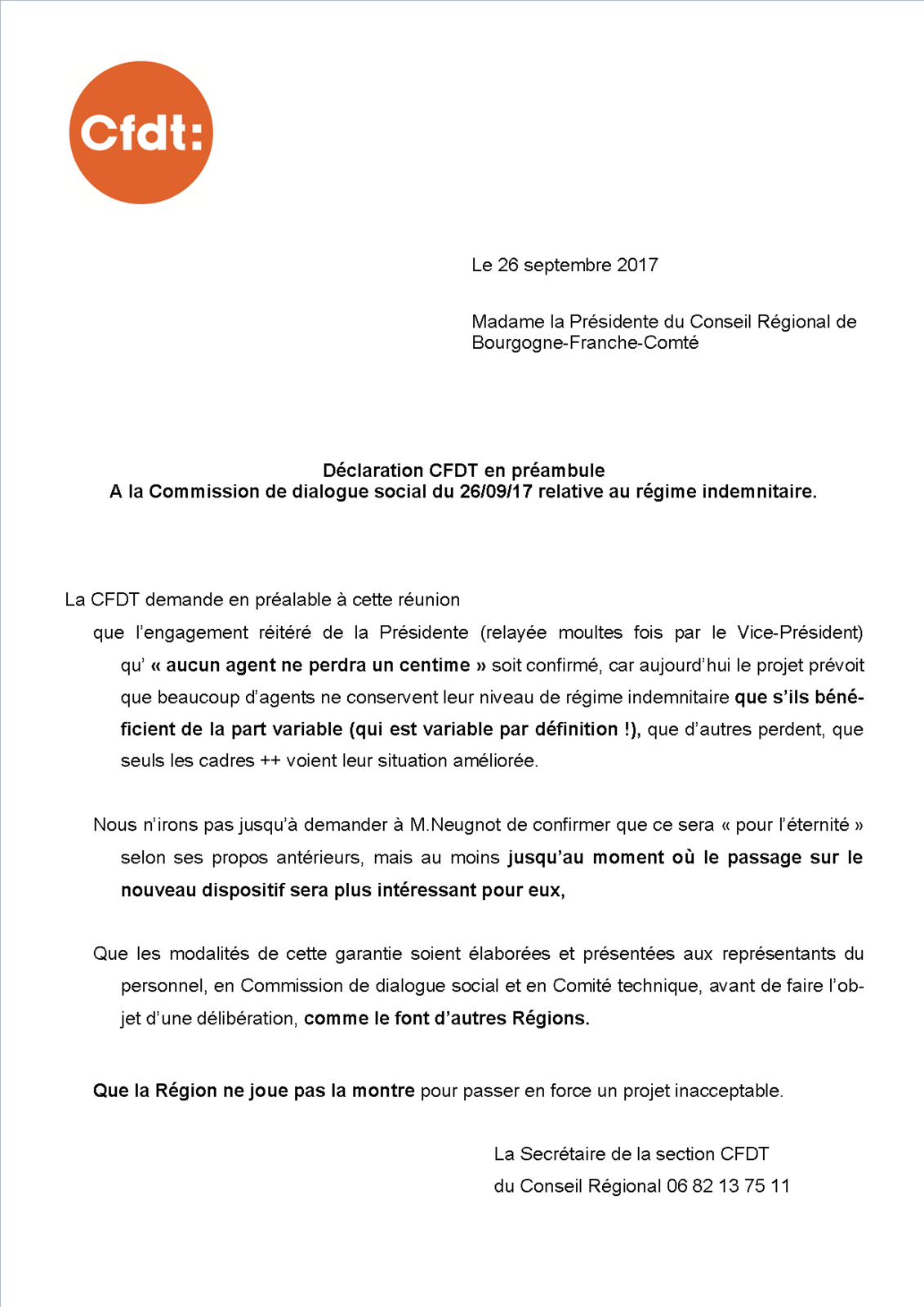 Préalable CFDT : attention c'est grave !
