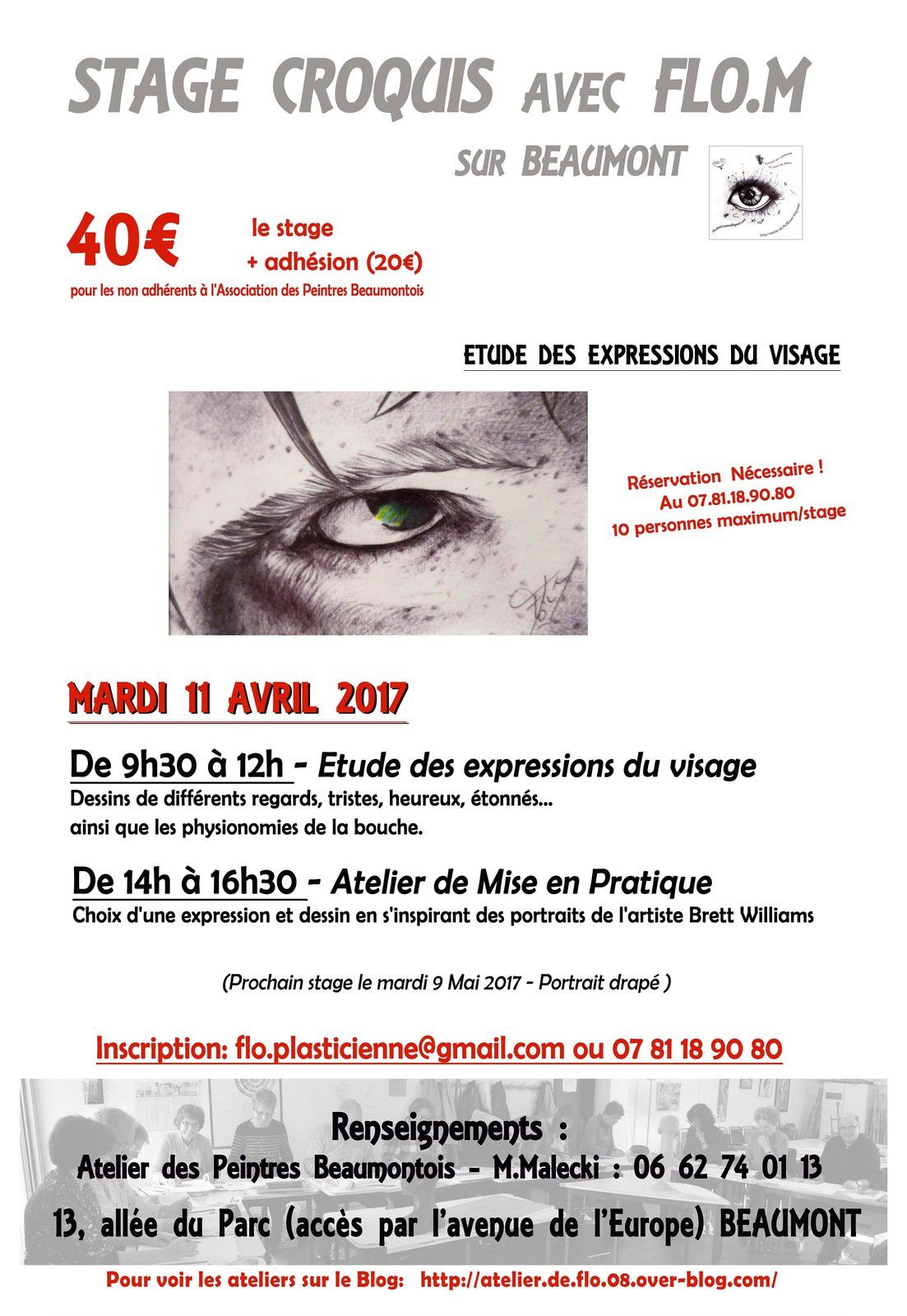 stage dessin croquis Les Expressions du visage avec Flo.M -Beaumont - Auvergne