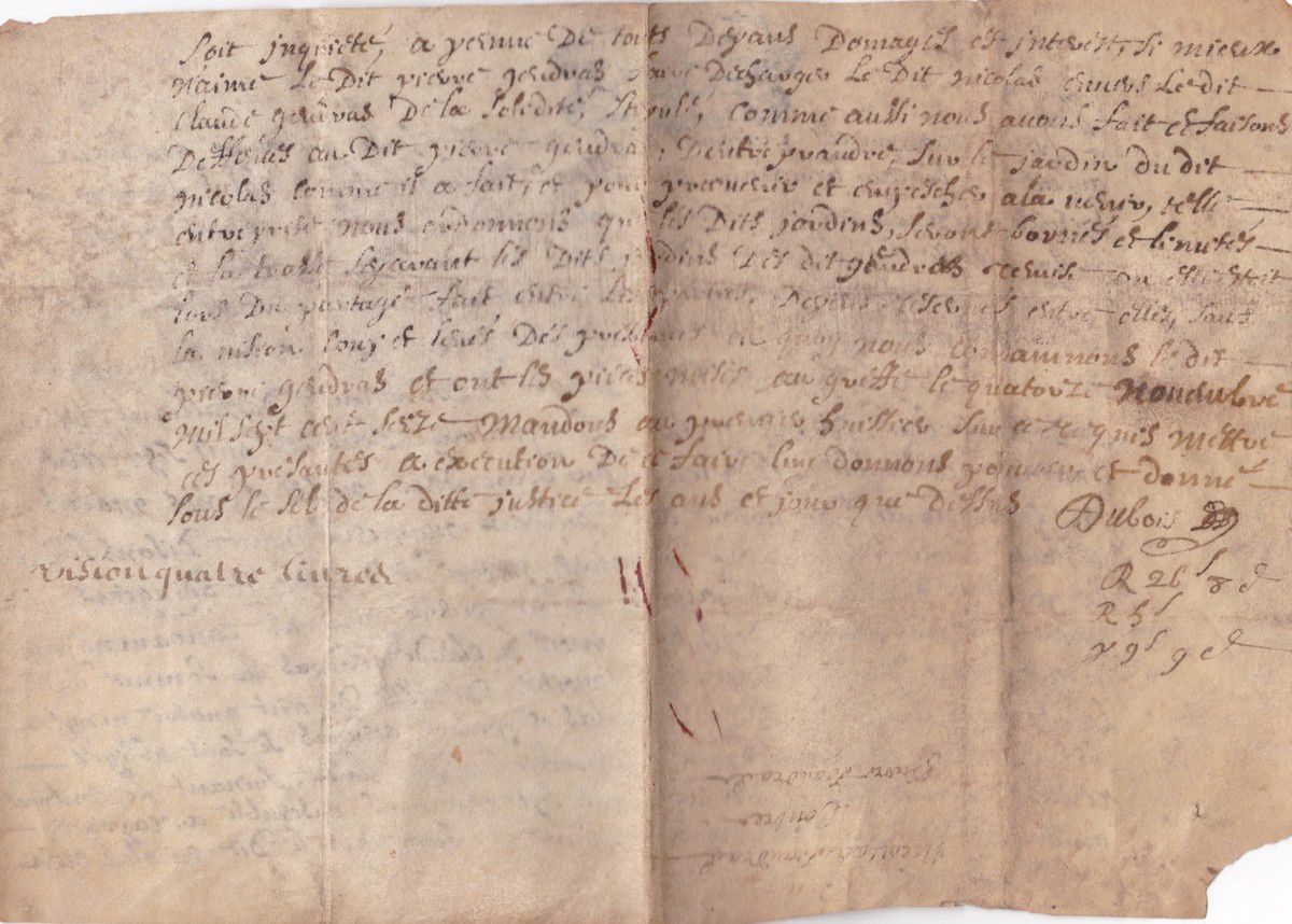 Acte de 1716 concernant une dette de Nicolas et Pierre Gendras envers Claude Gendras