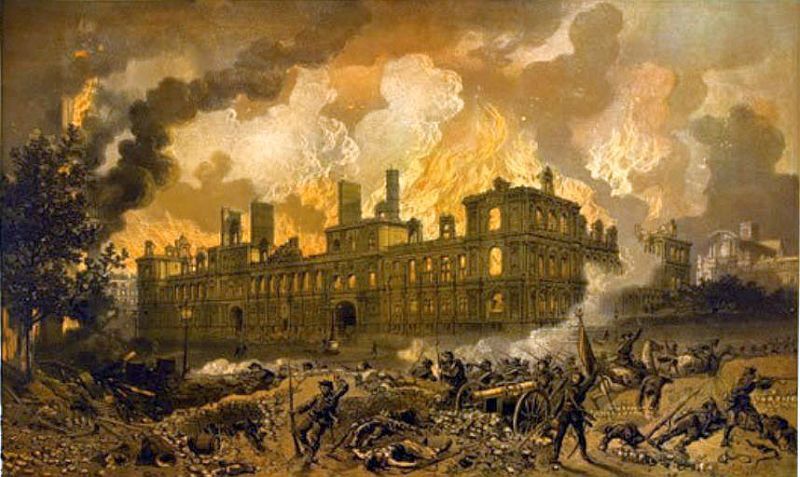Incendie de l'hôtel de ville de Paris en 1871.