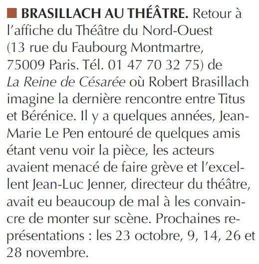 "Robert Brasillach au théâtre"