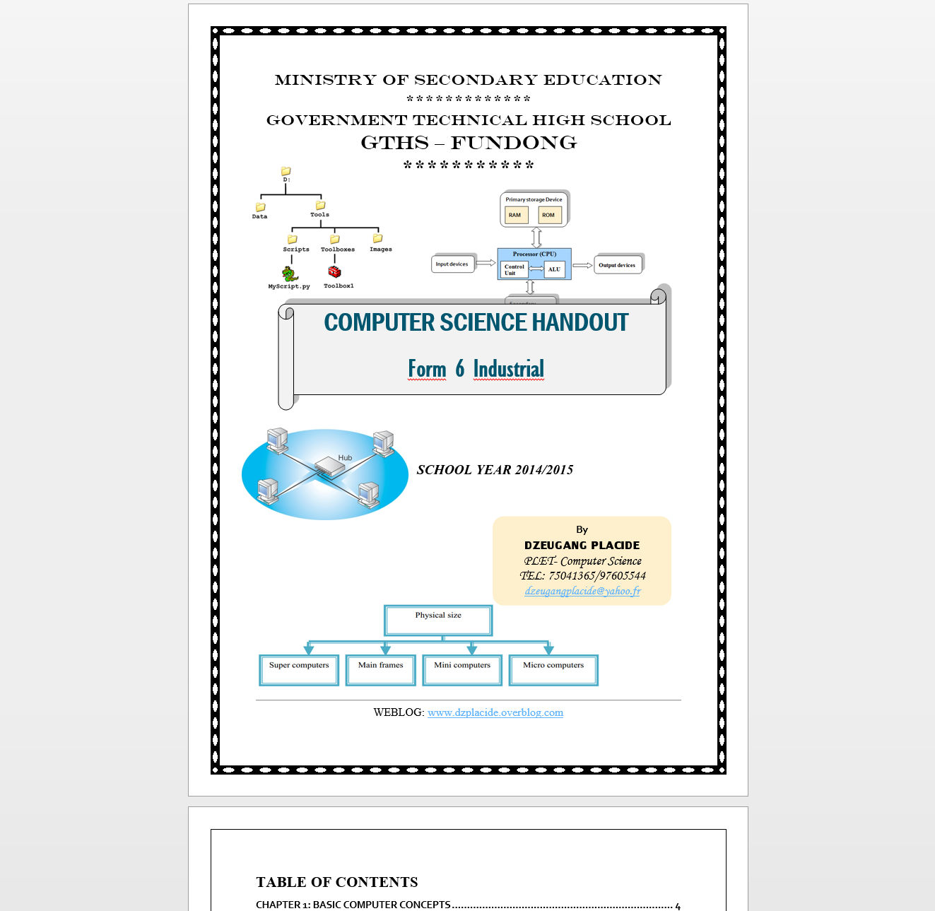 Computer Science Handout Form 6 Technical education - PLACIDE'S ...