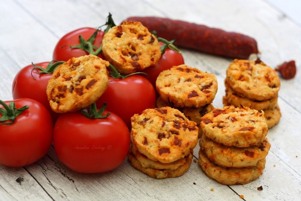 Cookies salés aux tomates séchées et chorizo - Amandine Cooking