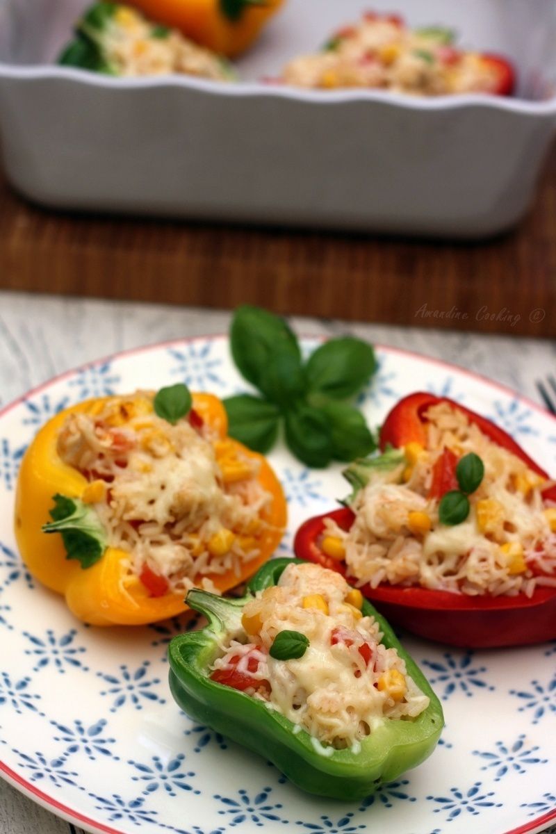 Poivron farci au riz et petits légumes