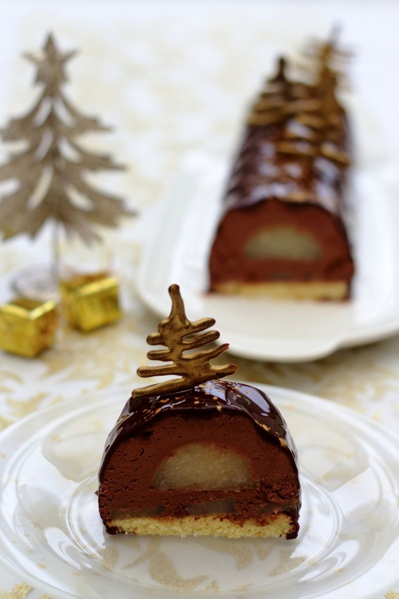 Bûche au chocolat et poires - Amandine Cooking