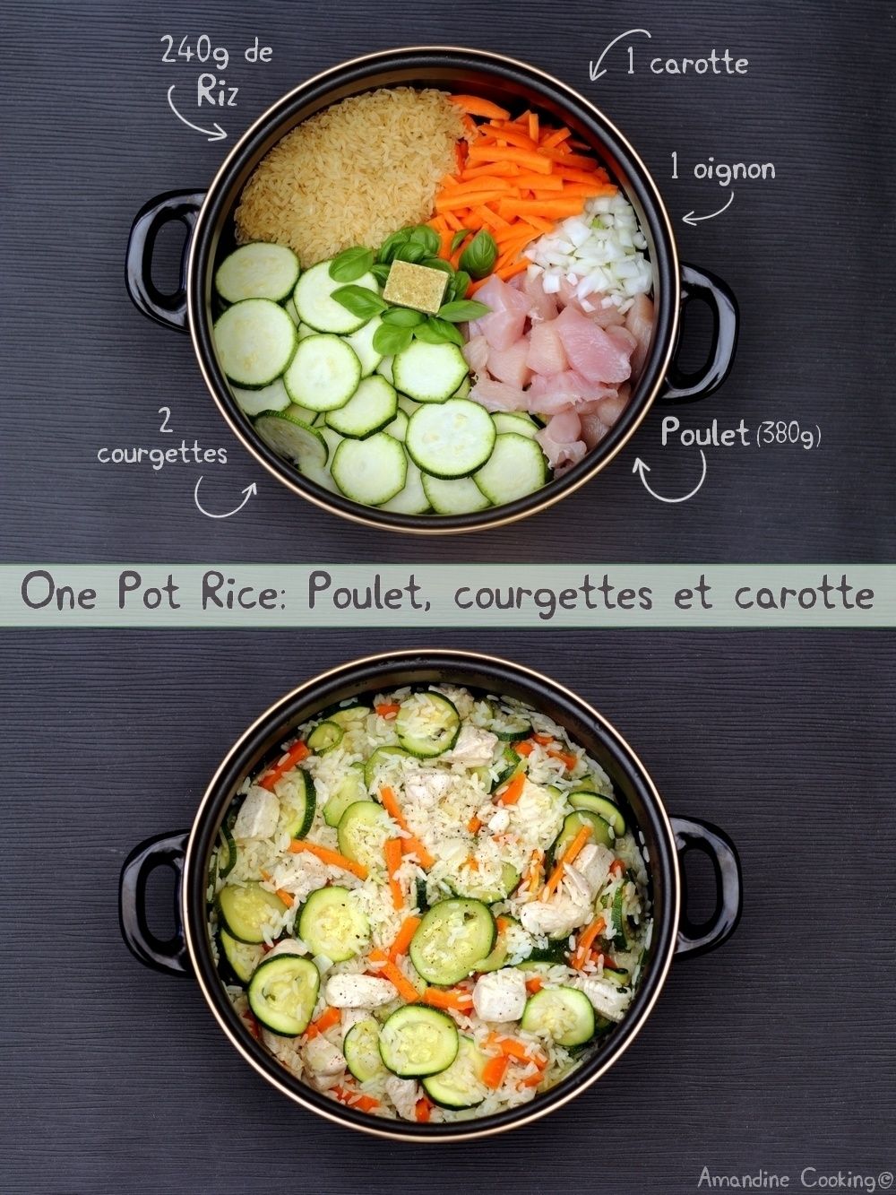 One pot rice: poulet, courgettes et carotte - Amandine Cooking