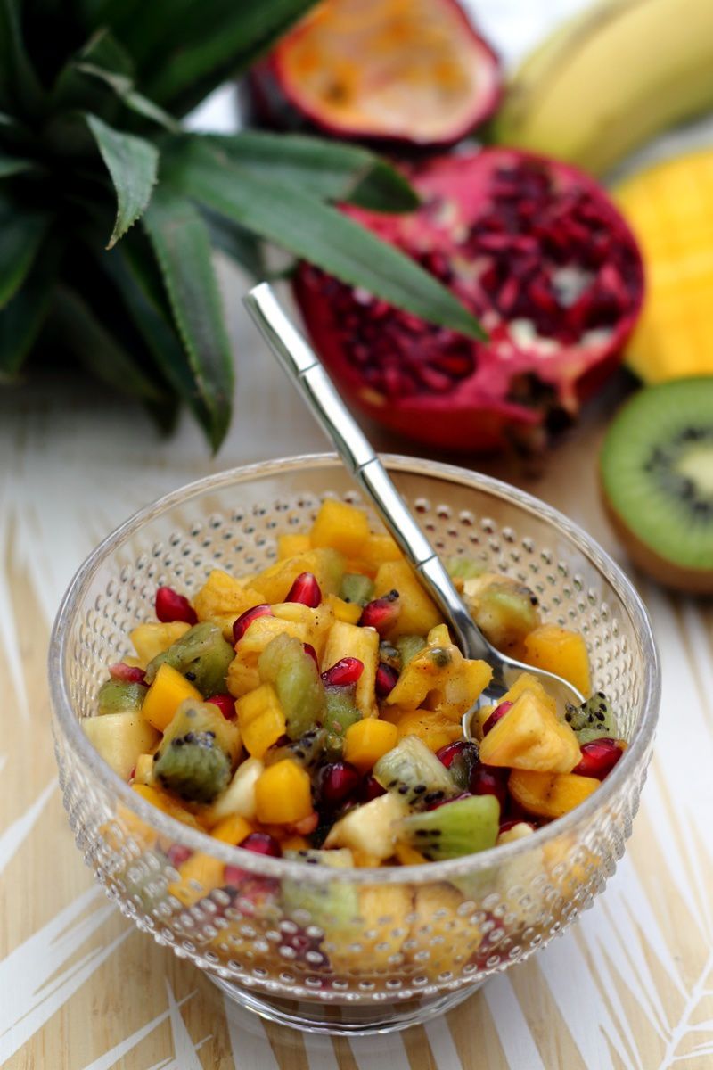 Salade de fruits exotiques au sirop léger à la vanille - Amandine Cooking