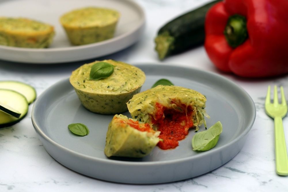 moelleux à la courgette coeur poivron