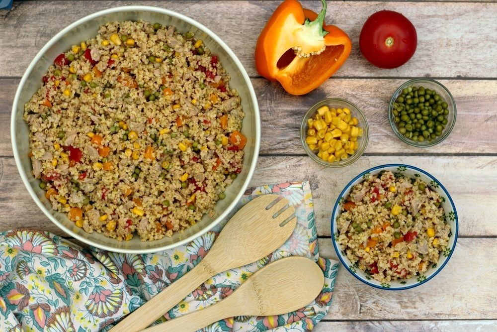 Taboule De Boulgour Au Thon Mais Petit Pois Poivron Et Tomate