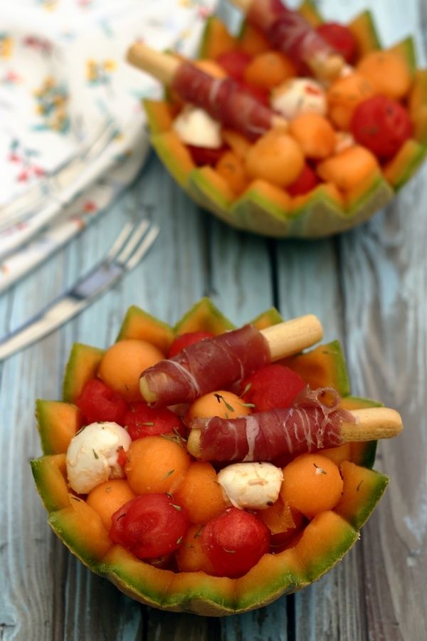 salade de billes de melon et pastèque